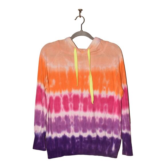 WISPR BY BRODIE CASHMERE $185 Multi-Color Tie-Dye Lightweight Pullover Hoodie XS - Picture 1 of 3